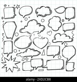 Hand drawn comic speech bubbles sketch design Stock Vector