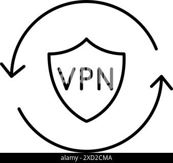 VPN shield and renew arrows. Consistent security and regular updates. Internet user privacy. Pixel perfect editable icon Stock Vector