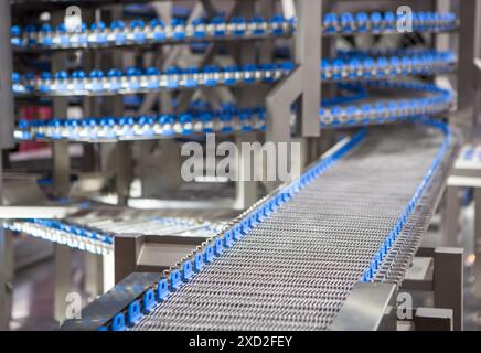 Conveyor belt system in food industry production line. Stock Photo