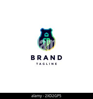 Bear Hugging Initials Letter FD Logo Design. Initial Letter F And D In The Cute Bear's Embrace Logo Design. Stock Vector