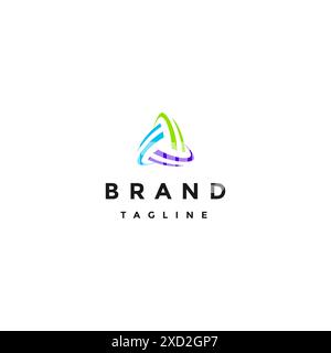 Minimalist Triangle Stripes Logo Design. Minimalist Harmoniously Swirling Lines Form Triangle Logo Design Symbol. Stock Vector