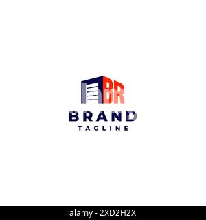 Initial BR and Storage Door Logo Design. Initial Letter B And R Next To Garage Door Icon Logo Design. Stock Vector