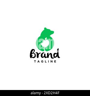 Bear Bites Fruit Logo Design. Fun Illustration Of A Bear Biting A Fruit In His Hand. Stock Vector