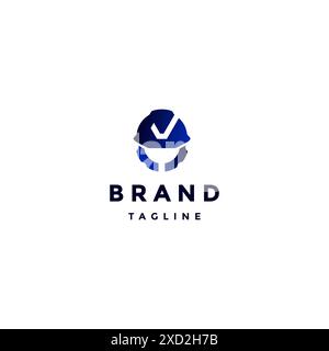 Active Worker With Gear And Check Icon Logo Design. Gear And Check Icon Form Worker Symbol Logo Design. Stock Vector
