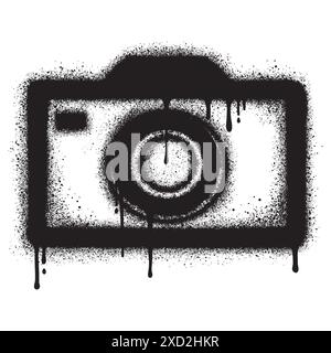 Spray Painted Graffiti Camera Sprayed isolated on white background. Stock Vector