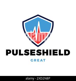 Pulse Shield Icon Logo Design Template Stock Vector