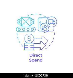 Direct spend blue gradient concept icon Stock Vector