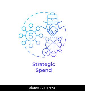 Strategic spend blue gradient concept icon Stock Vector