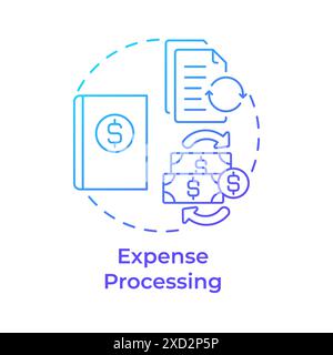 Expense processing blue gradient concept icon Stock Vector