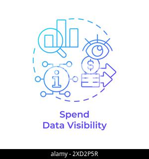 Spend data visibility blue gradient concept icon Stock Vector