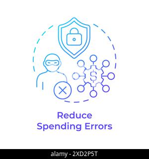Reduce spending errors blue gradient concept icon Stock Vector