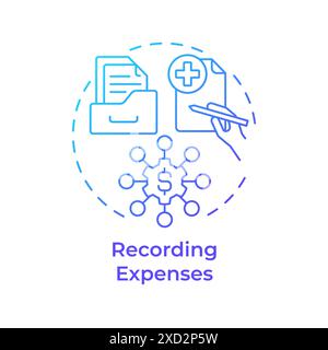 Recording expenses blue gradient concept icon Stock Vector