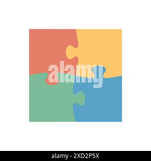 Colorful four pieces jigsaw puzzle. Creative idea concept. Vector illustration Stock Vector