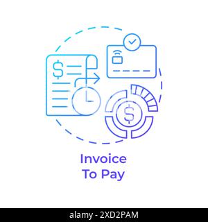 Invoice to pay blue gradient concept icon Stock Vector