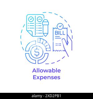 Allowable expenses blue gradient concept icon Stock Vector
