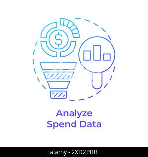 Analyze spend data blue gradient concept icon Stock Vector