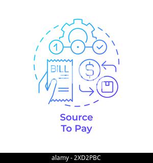 Source to pay blue gradient concept icon Stock Vector