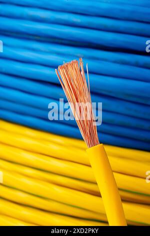 Spools of Electrical Wire on White Background Stock Photo