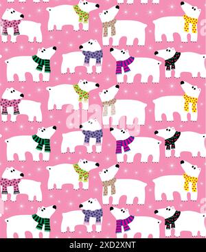 Polar bears on pink background Stock Vector