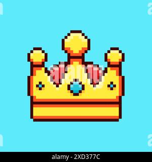 Vector Illustration of crown with Pixel Art Design, perfect for game assets themed designs Stock Vector