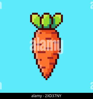 Vector Illustration of carrot with Pixel Art Design, perfect for game assets themed designs Stock Vector
