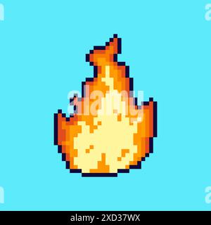Vector Illustration of fire with Pixel Art Design, perfect for game assets themed designs Stock Vector