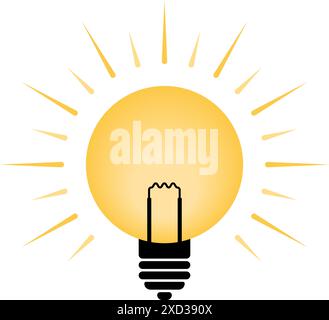 Light bulb with rays shine clip art. Vector illustration Stock Vector