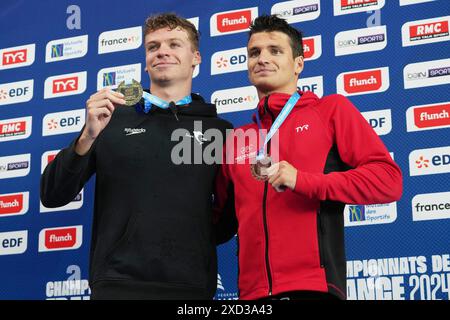 Léon Marchand Gold medal, Antoine Marc Bronze medal, Men's 200 M ...