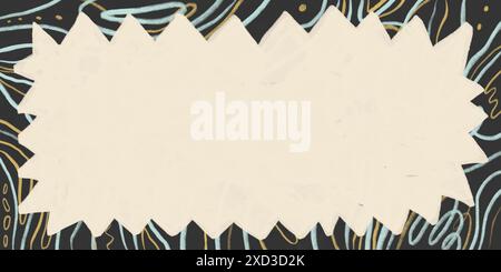 A playful abstract doodle background featuring a central blank space framed by whimsical patterns and shapes, ideal for customization. Stock Photo