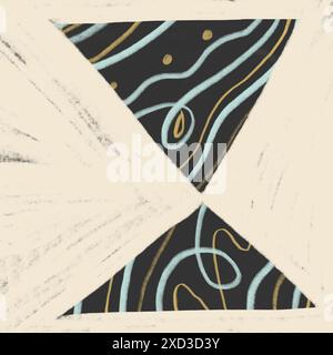 An abstract illustration featuring a geometric pattern with playful lines and dots in a muted color palette suitable for backgrounds and creative desi Stock Photo
