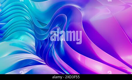 This image features a dynamic and colorful 3D abstract design resembling flowing car paint in shades of blue and purple Stock Photo
