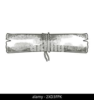 Old map hand drawn doodle vintage drawing in black white style. Pirates equipment concept vector illustration. Stock Vector