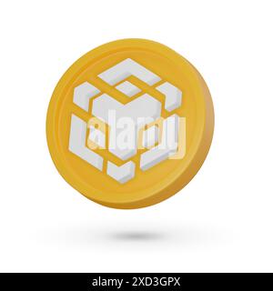 3D coin. Cryptocurrency symbol Binance BNB. 3D Vector icon. Illustration isolated on a white background. Stock Vector