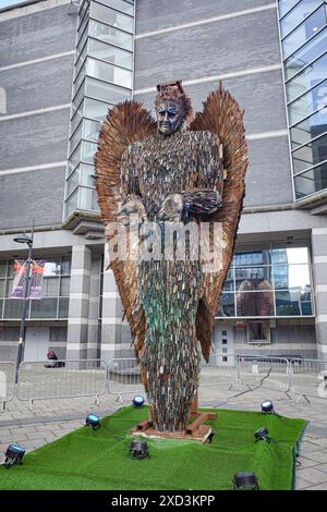 Leeds, UK - 24 Feb, 2024: Knife Angel sculpture outside the Royal Armories Museum Stock Photo