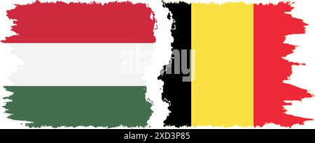 Belgium and Hungary grunge flags connection, vector Stock Vector