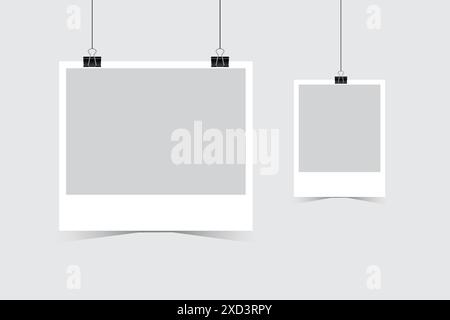 Minimalist shadow overlay photo frame  mockup Stock Vector