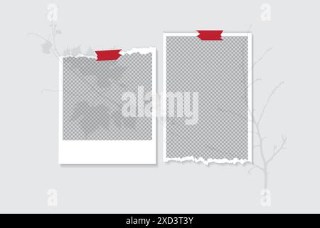 Minimalist shadow overlay photo frame  mockup Stock Vector