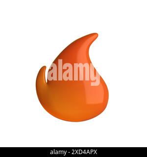 High-quality 3D fire flame icon, isolated on white background. Vibrant, realistic, and detailed vector illustration. Perfect for digital design, apps Stock Vector