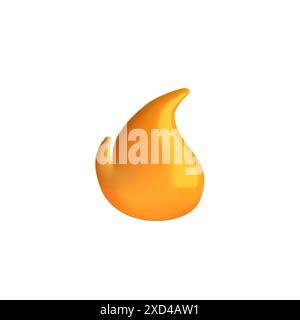 High-quality 3D fire flame icon, isolated on white background. Vibrant, realistic, and detailed vector illustration. Perfect for digital design, apps Stock Vector