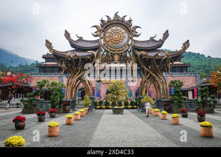 Ba Na Hills, Vietnam - 7 Feb, 2024: Main Entrance to the Ba Na Hills Sunworld Resort, near Da Nang, Vietnam Stock Photo