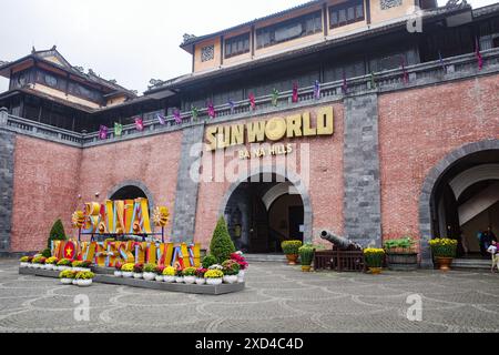 Ba Na Hills, Vietnam - 7 Feb, 2024: Main Entrance to the Ba Na Hills Sunworld Resort, near Da Nang, Vietnam Stock Photo