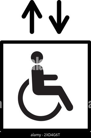 Elevator for disabled person sign on a white background Stock Vector