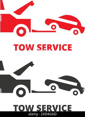 Black and red tow service banner on a white background Stock Vector