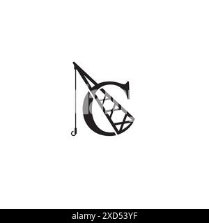 Letter C and Crane logo or icon design Stock Vector