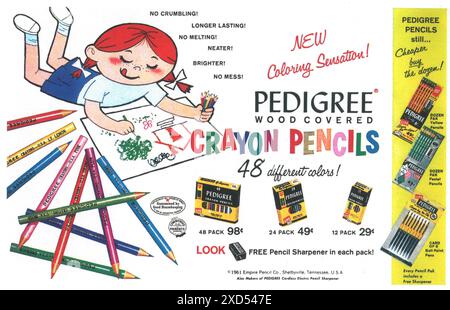 1964 Pedigree Crayon pencils Ad Stock Photo