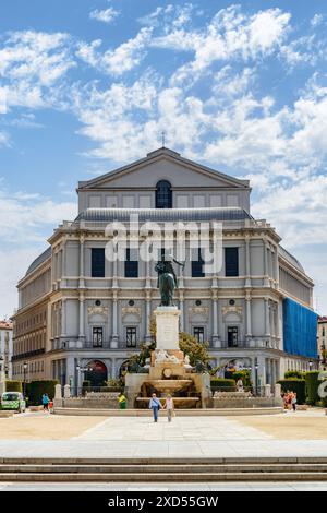 Madrid, Spain - August 18, 2014: Beautiful view on the Royal Theatre (Teatro Real) from the Plaza de Oriente in Madrid, Spain. Stock Photo