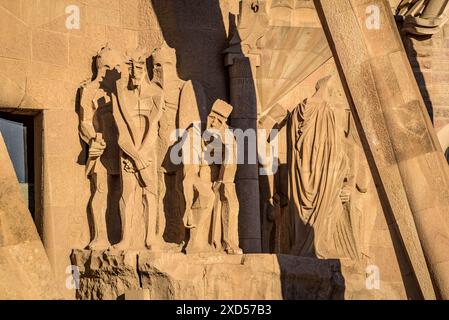 Sculptures of the Passion Facade of the Sagrada Família, made by Josep Maria Subirachs (Barcelona, Catalonia, Spain) ESP: Esculturas Fachada de Pasión Stock Photo