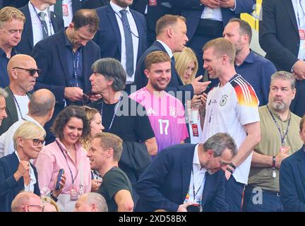 Stuttgart, Germany. 19th June, 2024. Per MERTESACKER, former DFB player Christoph KRAMER, MG 6 Joachim Jogi Loew, former DFB head coach, in the group stage match GERMANY - HUNGARY 2-0 of the UEFA European Championships 2024 on Jun 19, 2024 in Stuttgart, Germany. Photographer: ddp images/star-images Credit: ddp media GmbH/Alamy Live News Stock Photo