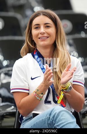 Dani Dyer, partner of England's Jarrod Bowen, in the stands before the ...