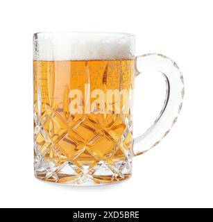 Glass mug of light beer isolated on white Stock Photo